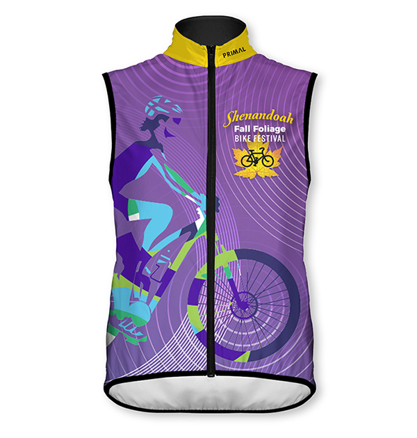 Fall Foliage Bike Festival wind vest designed by Robert Mott